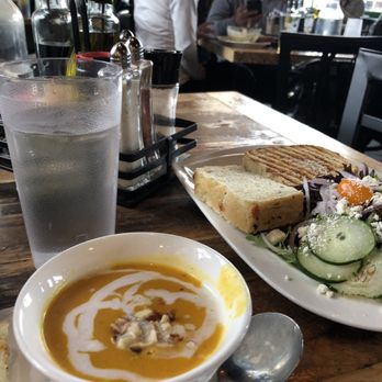 Simple Eatery - Coconut carrot with ginger and curry soup, 1/2 Greek salad with 1:2 chicken panini - Bakeries Near Me - Buena Vista, Colorado