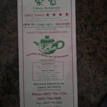 Tea Pot Chinese Restaurant - the menu - Chinese Near Me - Cayce, South Carolina