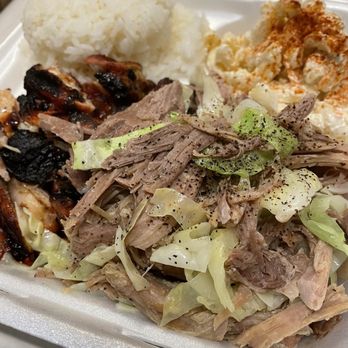 Island Hut - Char Chicken, kalua pork with cabbage, mac salad, and rice - Hawaiian Near Me - Bremerton, Washington Island Hut - Char Chicken, kalua pork with cabbage, mac salad, and rice - Hawaiian Near Me - Bremerton, Washington