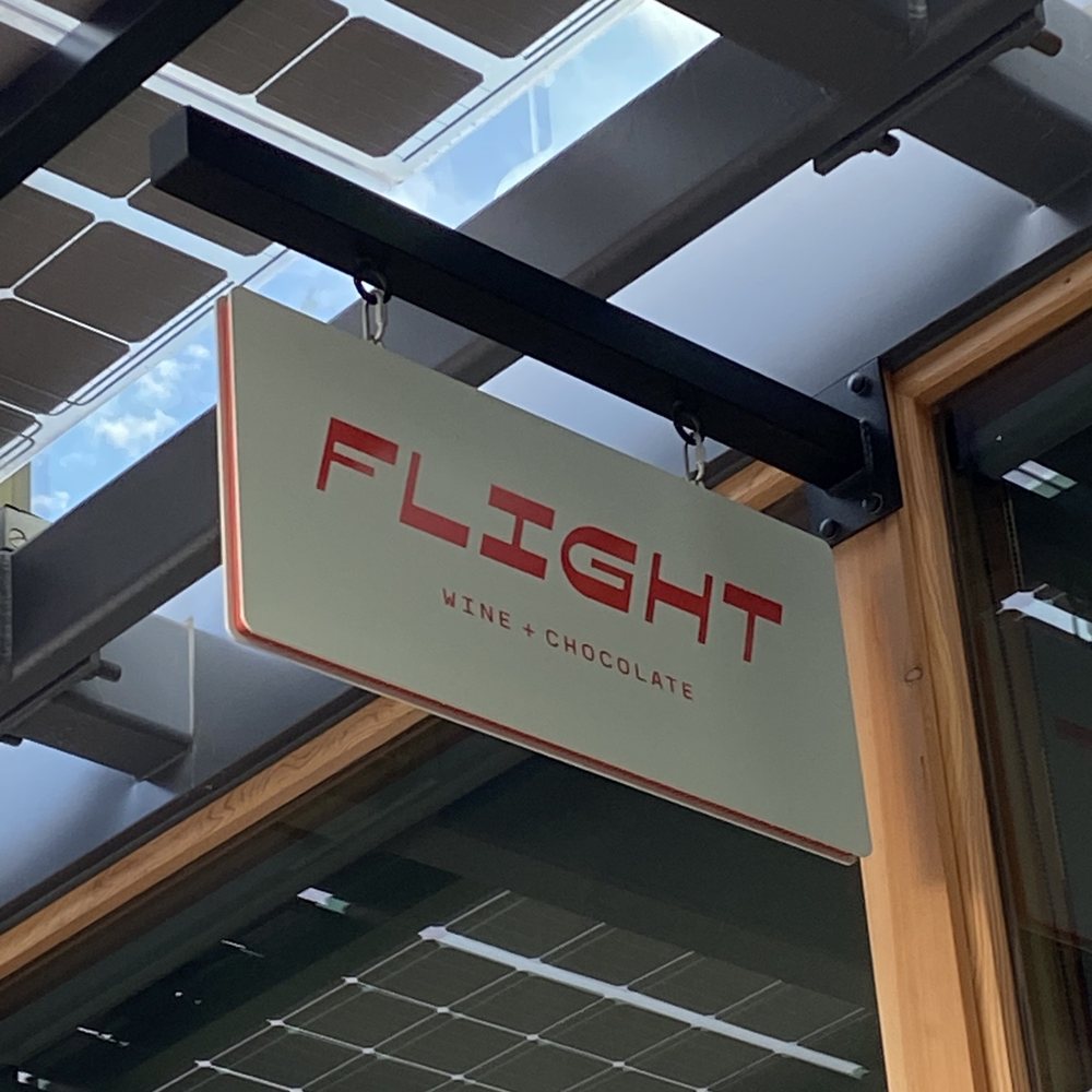 Flight Wine + Chocolate - Exterior sign. - Wine Tasting Room Near Me - Seattle, Washington