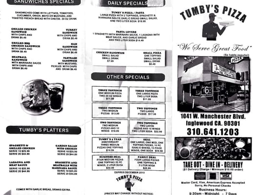 Menu photo 7 Tumby's Pizza Inglewood, CA