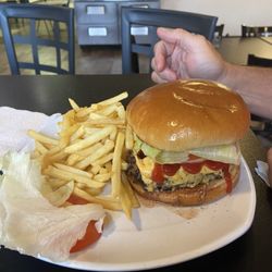 Happy's Place - Cheeseburger with fries.