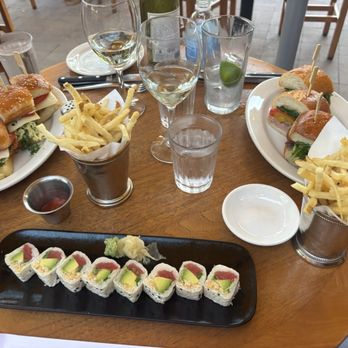 R+D Kitchen - Thai Tuna Roll  , Ding's Crispy Chicken Sandwich , lamb sandwich - New American Near Me - Yountville, California