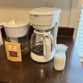 Eldorado Suites Hotel - Half and half (provided at check in) and a pitcher of filtered water already in the fridge for my morning coffee. Perfect! - Hotels Near Me - Bisbee, Arizona