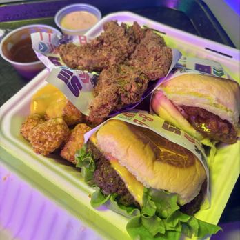 8-Bit Bites - Baby Squad Combo: Nashville Hot Chicken Sandwich, Smashburger, 2 Chicken Tenders, and Cheese Tots. - Burgers Near Me - Brooklyn, New York 8-Bit Bites - Baby Squad Combo: Nashville Hot Chicken Sandwich, Smashburger, 2 Chicken Tenders, and Cheese Tots. - Burgers Near Me - Brooklyn, New York