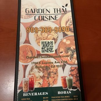 Garden Thai Cuisine - Menu cover - Thai Near Me - Redlands, California
