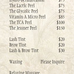Tao Skin & Body - The current Spa Offerings Menu