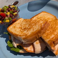 Prairie Cafe & Bakery - Grilled Chicken Sandwich with black bean/corn/pepper salad