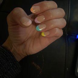 Julie's beautiful dip powder and gel polish french manicure (with tips). Julie's beautiful dip powder and gel polish french manicure (with tips).