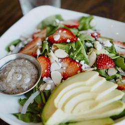 Green Eyes Coffee - Summertime, strawberry salad with homemade poppyseed dressing