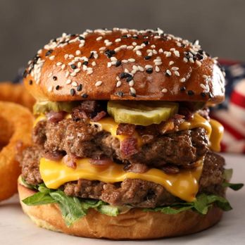 Hickory Tavern - a cheeseburger and onion rings - American Near Me - Gastonia, North Carolina Hickory Tavern - a cheeseburger and onion rings - American Near Me - Gastonia, North Carolina