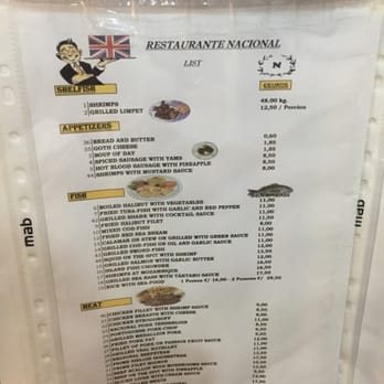 Restaurante Nacional - Heres the menu in english. They have most common languages and the prices match. Even for locals. - Portuguese Near Me - Ponta Delgada, 20
