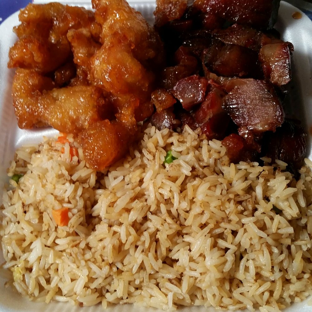 Golden Star Chinese - Combo B: fried rice, orange chicken, and BBQ pork. - Chinese Near Me - Silver City, New Mexico Golden Star Chinese - Combo B: fried rice, orange chicken, and BBQ pork. - Chinese Near Me - Silver City, New Mexico