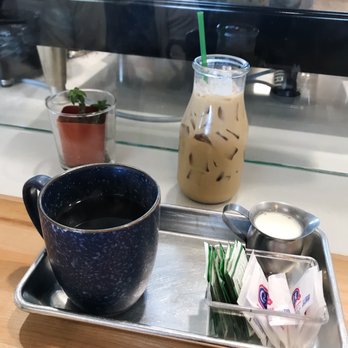 Native Fields - Iced latte w/ oat milk & hot coffee - New American Near Me - Walnut, California Native Fields - Iced latte w/ oat milk & hot coffee - New American Near Me - Walnut, California