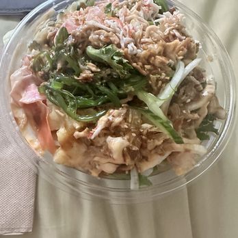 Aloha Poke Co. - Seaweed, ahi tuna, shrimp, crab salad, cucumber, ginger with salad - Poke Near Me - Richmond, Texas