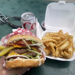 Western Concession's - Double bacon green chili cheeseburger-delicious!
