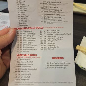 Sakura Sushi - The menu lists various sushi options, house special rolls, maki and vegetable rolls, and desserts, with prices and descriptions for each item. - Salad Near Me - Gilbert, Arizona