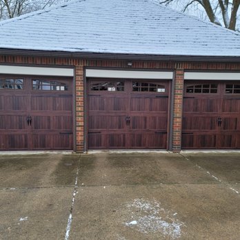 Firehouse Doors - CHI Model 5983 Mahogany Accent door with clear Arched Stockton Glass - Garage Door Services Near Me - Howell, Michigan