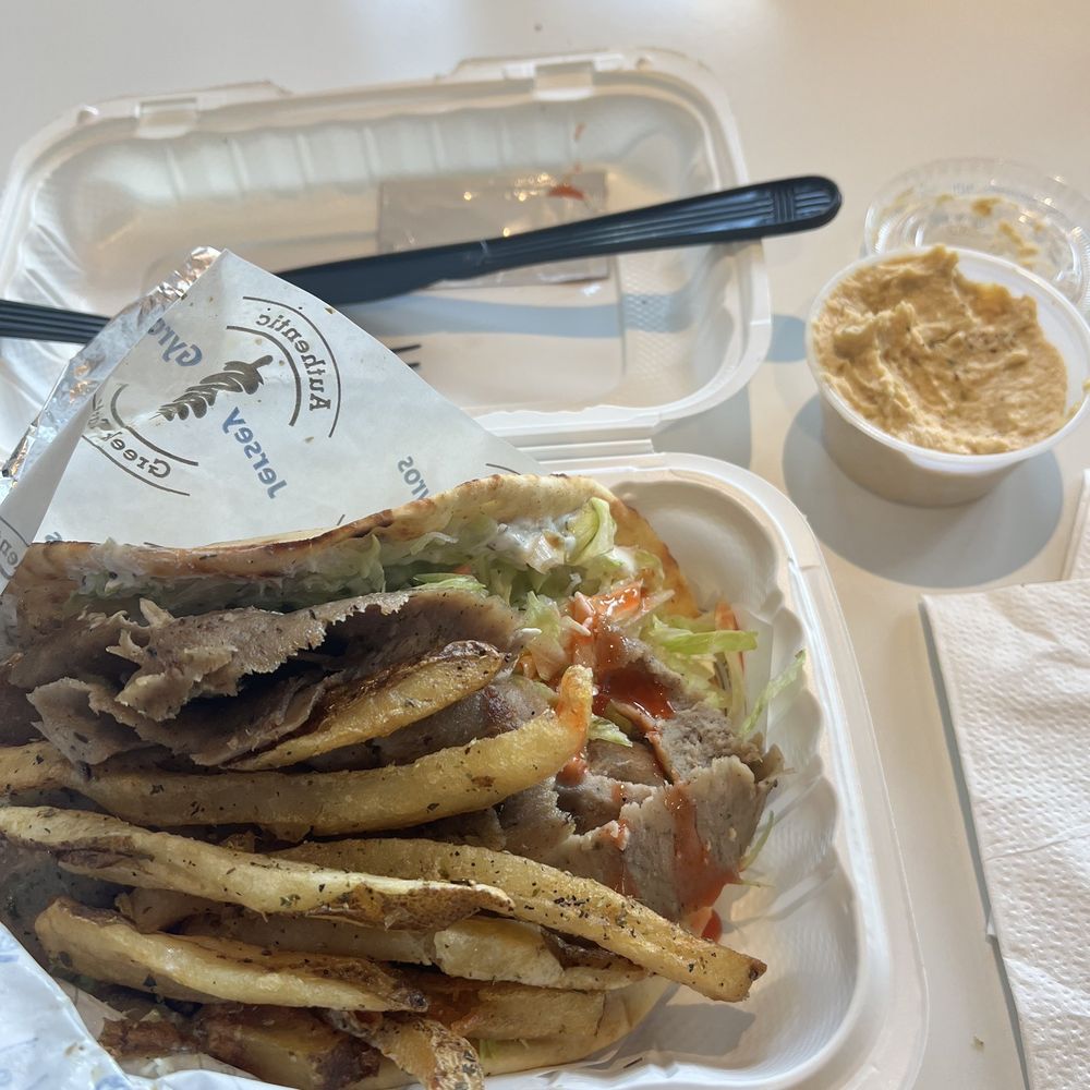 Jersey gyros - Lamb gyro with small Hummus. Delicious! - Greek Near Me - Lodi, New Jersey Jersey gyros - Lamb gyro with small Hummus. Delicious! - Greek Near Me - Lodi, New Jersey