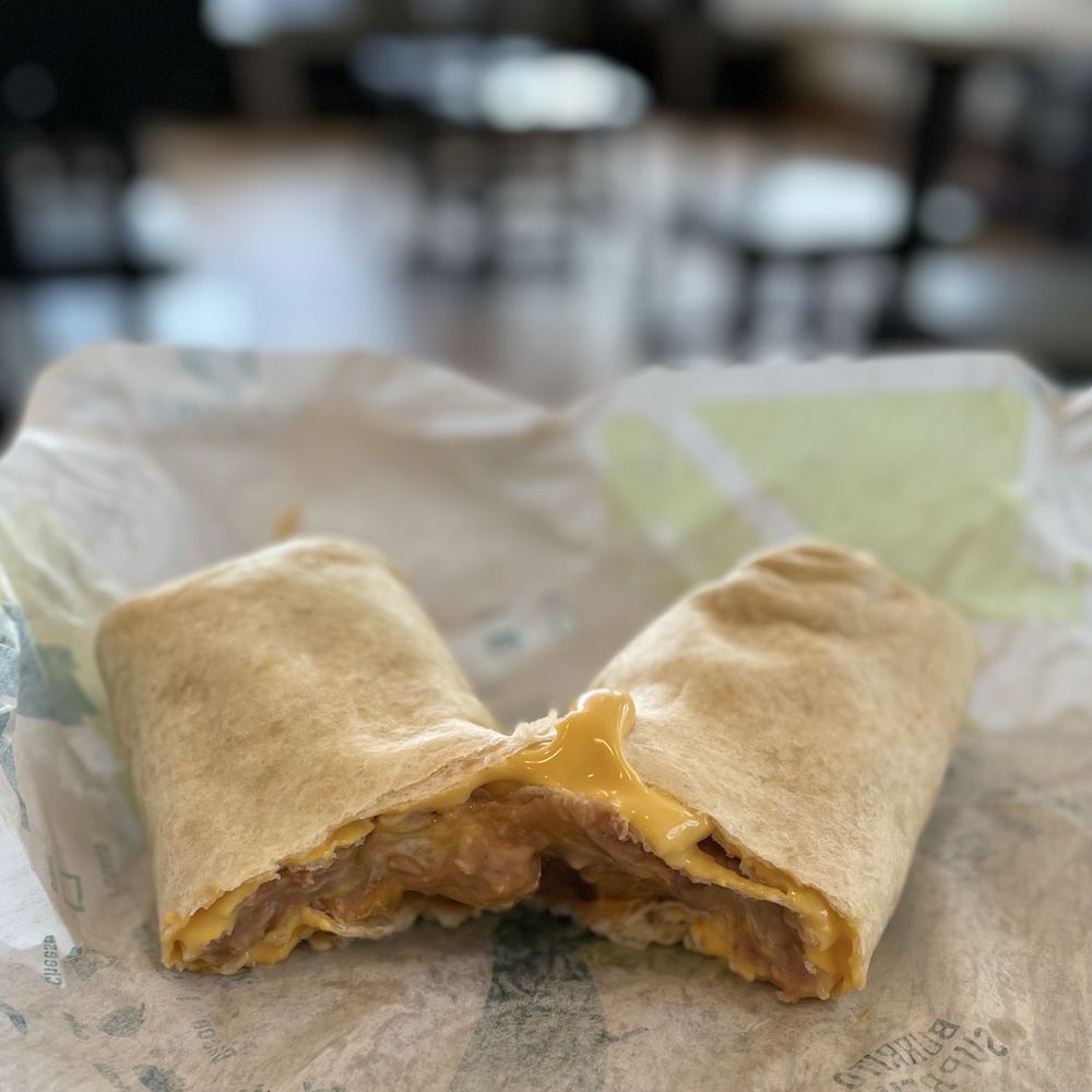 Beefy 5-Layer Burrito swap potato for beef - Part of a $5 box deal. Beefy 5-Layer Burrito swap potato for beef - Part of a $5 box deal.
