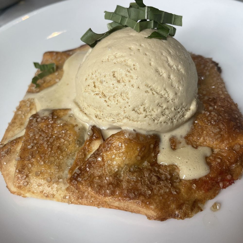 Waypoint - Rhubarb and strawberry crostata topped w/ ginger ice cream and basil - wow! - Bars Near Me - Cambridge, Massachusetts Waypoint - Rhubarb and strawberry crostata topped w/ ginger ice cream and basil - wow! - Bars Near Me - Cambridge, Massachusetts