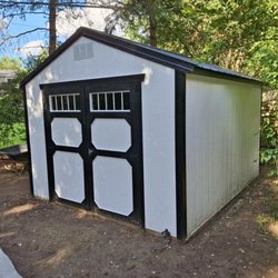 Pretty Patios - Finished shed put on custom made slab foundation.