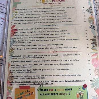 Kaia’s - Happy hour menu - Hawaiian Near Me - Danville, California