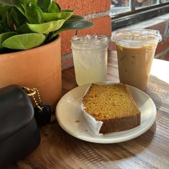 The Sycamore Kitchen - Ginger limemade, iced vanilla latte, and carrot buttermilk cake - Cafes Near Me - Los Angeles, California