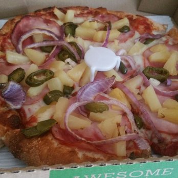 Pizza Factory - Hawaiian up close just because i had too. Added jalapeno and red onion - Pizza Near Me - Reno, Nevada Pizza Factory - Hawaiian up close just because i had too. Added jalapeno and red onion - Pizza Near Me - Reno, Nevada