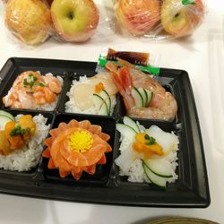 YATA - $56 with urchin, salmon, scallop sashimi and raw shrimp. And $17 for 5 apples.