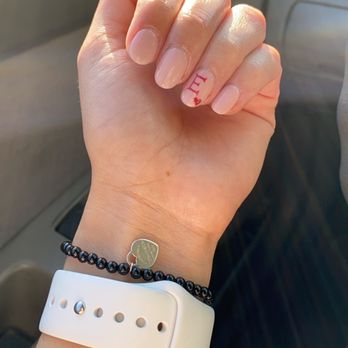 Hailey's Nails - Dip powder color 11 with matching pedicure color. "E" for little sisters vday birthday done by Susie! - Nail Salons Near Me - Monrovia, California