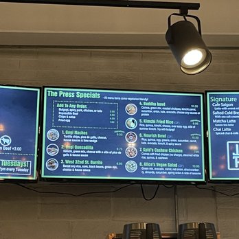 The Press Coffee & Juice Bar - Entree Menu - Cafes Near Me - Springfield, Missouri The Press Coffee & Juice Bar - Entree Menu - Cafes Near Me - Springfield, Missouri