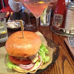 Urban Diner - Tall burger and cosmo.