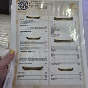 The X Nail Bar - Back of menu - Nail Salons Near Me - Swansea, Illinois The X Nail Bar - Back of menu - Nail Salons Near Me - Swansea, Illinois