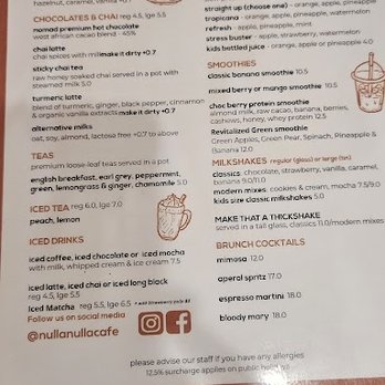 Nulla Nulla Cafe - Breakfast Menu Drinks - Restaurants Near Me - Cronulla, NSW
