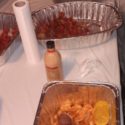 Bud’s Boil N Go - Dat Dip Sauce Bottle, Shrimp, and Crawfish