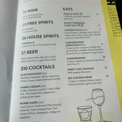 Shark Club Sports Bar & Grill - Drink Menu