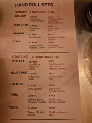 Menu photo 1 Temakase Hand Roll Bar - 28th St New York, NY Menu photo 1 Temakase Hand Roll Bar - 28th St New York, NY