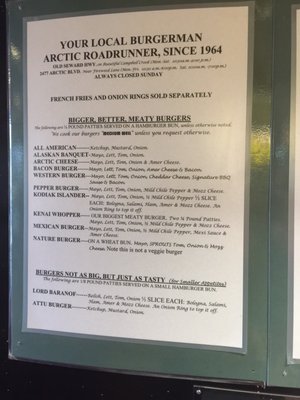 Menu photo 7 Arctic Roadrunner Anchorage, AK
