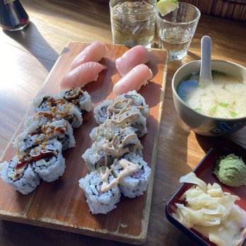 Isana - Hamachi & Kampachi Nigiri... spicy Hamachi & Unagi rolls, & miso soup. - Sushi Bars Near Me - Kihei, Hawaii Isana - Hamachi & Kampachi Nigiri... spicy Hamachi & Unagi rolls, & miso soup. - Sushi Bars Near Me - Kihei, Hawaii