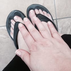 Colour change to a French mani/pedi. Ivy did a great job!