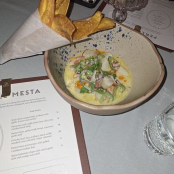 Perle Mesta - Coconut milk scallop ceviche - New American Near Me - Oklahoma City, Oklahoma Perle Mesta - Coconut milk scallop ceviche - New American Near Me - Oklahoma City, Oklahoma