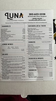 Menu photo 2 Luna Woodfired Pizza Naugatuck, CT Menu photo 2 Luna Woodfired Pizza Naugatuck, CT