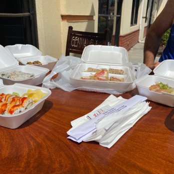 Genmai Sushi - a variety of take out containers on a table - Sushi Bars Near Me - Oxnard, California Genmai Sushi - a variety of take out containers on a table - Sushi Bars Near Me - Oxnard, California