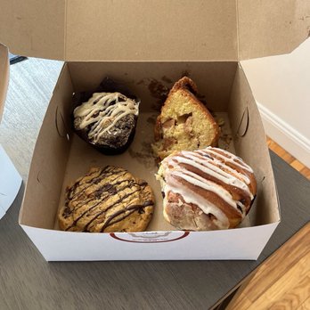 The Bakeshop on Twentieth - Peanut butter chocolate scone, orange babka bun with chocolate chips, double chocolate banana muffin, apple cake - Bakeries Near Me - Philadelphia, Pennsylvania The Bakeshop on Twentieth - Peanut butter chocolate scone, orange babka bun with chocolate chips, double chocolate banana muffin, apple cake - Bakeries Near Me - Philadelphia, Pennsylvania