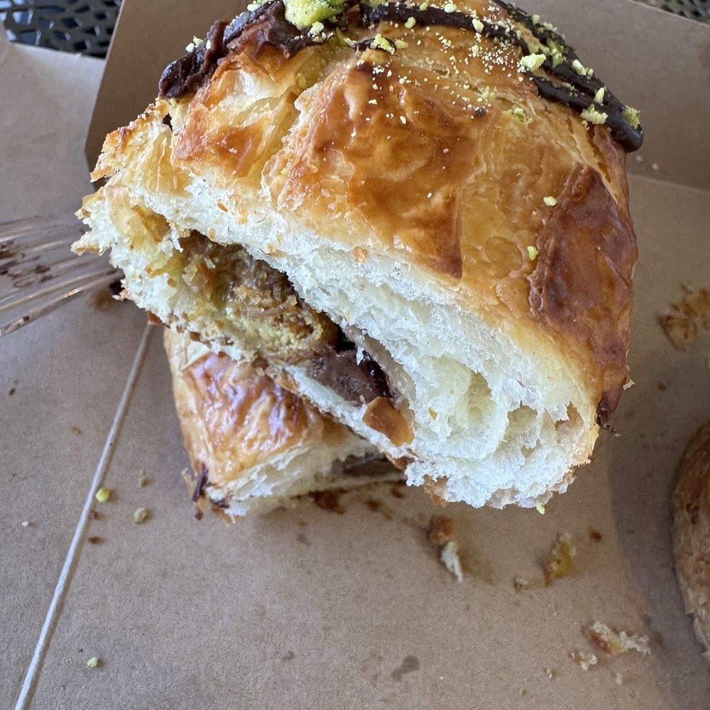 Marvel Cake - Interior cut of the Dubai chocolate croissant $9 - Bakeries Near Me - Campbell, California Marvel Cake - Interior cut of the Dubai chocolate croissant $9 - Bakeries Near Me - Campbell, California