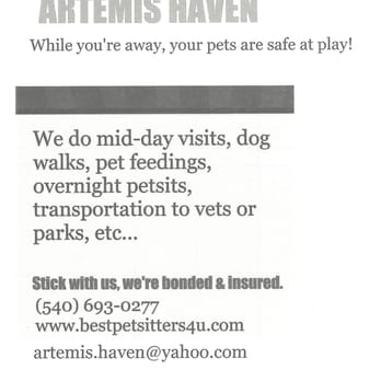 Artemis Haven - Dog Walkers Near Me - Fredericksburg, Virginia