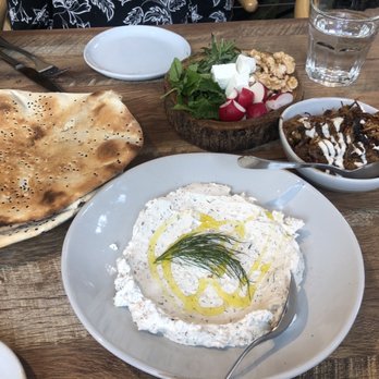 Delbar Middle Eastern - Dill labneh and eggplant dip - Persian/Iranian Near Me - Atlanta, Georgia