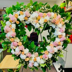 Mami's Florist - Beautiful blush, pink, peach rose heart shaped arrangement