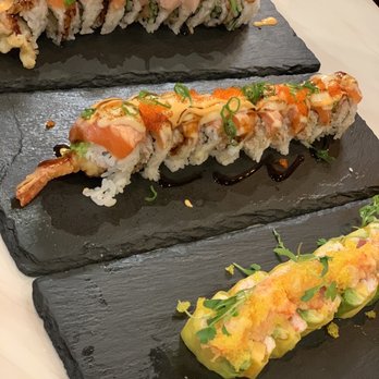 Fujiya - Elk Grove roll, lion king roll and Sakura roll (top to bottom). - Japanese Near Me - Elk Grove, California